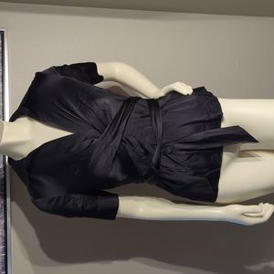 BCBG MaxAzria Black Silk Wraparound Blouse